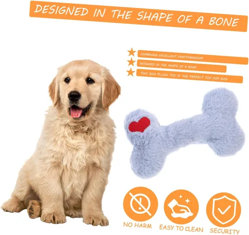 Miniatura 8 de ORFOFE Interactive Plush Squeaky Dog with Blue Heart Bone for Puppy Teething and Chewing Washable Sound for Dogs Stimulates Intelligence and