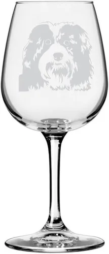 Miniatura 237 de Copa de vino de 12.75 onzas con diseño de perro grabado