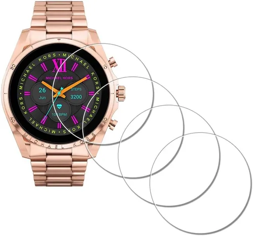 iDaPro Protector de pantalla para reloj inteligente Michael Kors Gen 6 Bradshaw [4 unidades] Vidrio templado, antiarañazos, sin burbujas, fácil