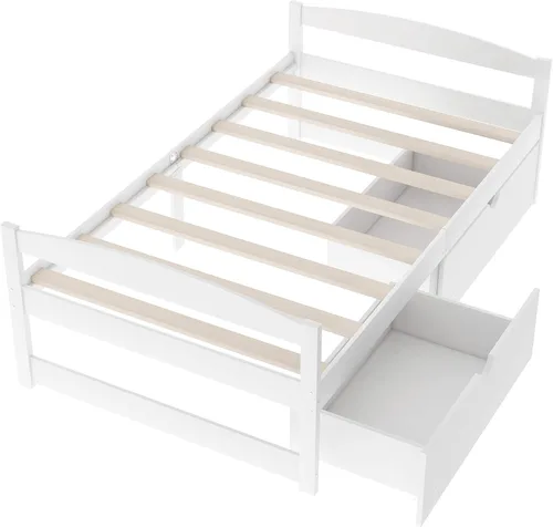 Miniatura 6 de Sofá cama de tamaño matrimonial con 4 cajones, marco de madera con 2 armarios de noche y estantes superiores, marrón antiguo