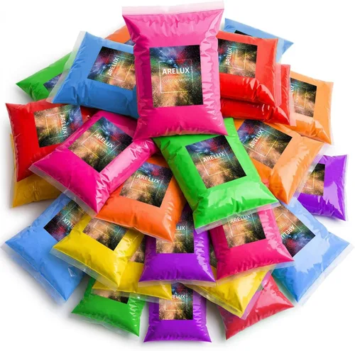 Miniatura 9 de ARELUX Holi Color Run Powder - Paquete de 12 unidades de 2.8 onzas cada uno de colores surtidos naturales Rangoli en polvo a granel, pintura de tiza