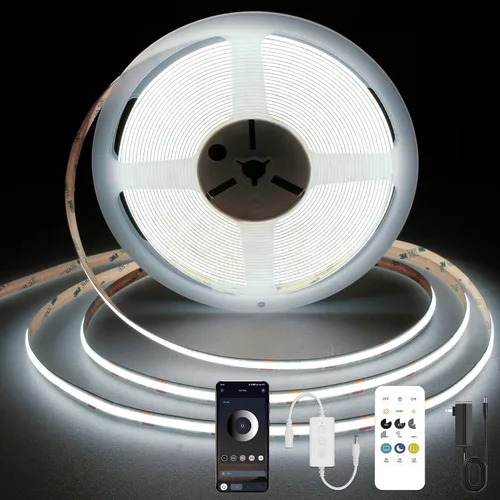 Miniatura 8 de Tira LED COB, tira de luz LED COB blanca cálida de 16.4 pies, tira de luz LED regulable de 2700 K, CRI92+, 0.315 in de ancho, cinta LED flexible