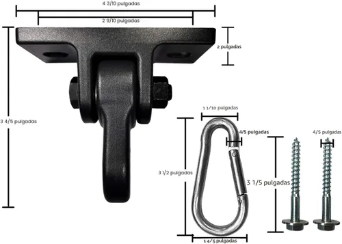 Miniatura 4 de ABUSA - Ganchos resistentes para columpios negros con tornillos y roscas incluidos, capacidad de más de 5000 libras, para patios de juegos, 2