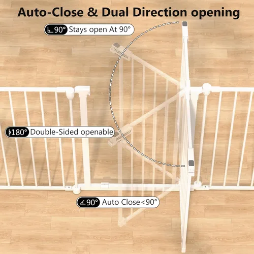 Miniatura 5 de Puerta extra ancha para bebés de 150 pulgadas, puerta de seguridad infantil para patio de juegos, puertas para perros con puerta de cierre Blanco