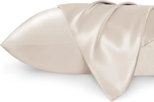 Miniatura 2 de Bedsure Juego de funda de almohada de satén tamaño queen para cabello y piel, color beige