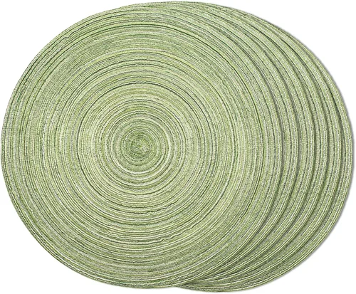 Miniatura 13 de FunWheat Juego de 4 manteles individuales redondos trenzados para mesas de comedor, manteles tejidos resistentes al calor, 15 pulgadas