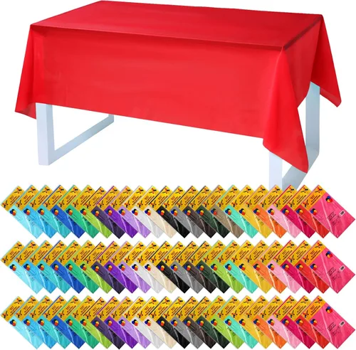 Miniatura 9 de Newwiee Paquete de 23 manteles de plástico coloridos de 54 x 72 pulgadas, desechables, arcoíris para mesas rectangulares, impermeables, de neón