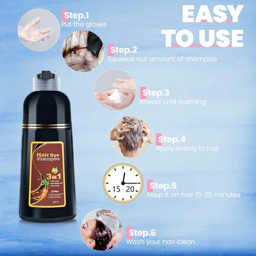 Miniatura 5 de IIIMEIDU Champú para teñir el cabello 3 en 1 para cabello gris, champú con ingredientes herbales tinte burdeos para mujeres y hombres, cobertura
