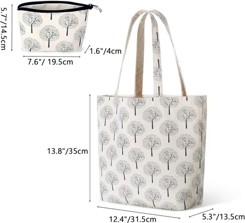 Miniatura 5 de Yarwo Bolsa de Tejer con Pequeña Bolsa con Cremallera, Bolsa de Hilo para Agujas de Tejer, Madejas de Hilo y Suministros de Tejer Para Llevar, Árbol