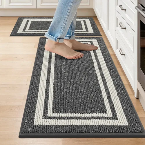 Miniatura 34 de COSY HOMEER Tapete de cocina antideslizantes, absorbentes para el piso, alfombra de cocina lavable, tapete de pie para fregadero, alfombra de Beige