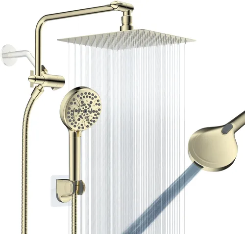 Miniatura 13 de Cabezal de ducha de metal de 12 pulgadas, cabezal de ducha de alta presión, cabezal de ducha de mano con brazo de extensión de ducha ajustable de 11