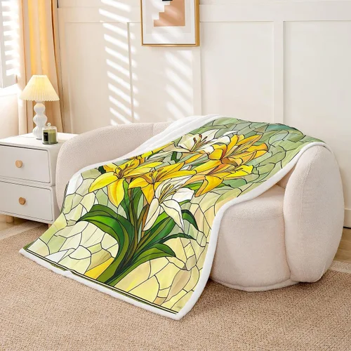 Miniatura 32 de Manta de cama de margaritas blancas, manta de franela rústica con flores florecientes de jardín natural para decoración de habitaciones, manta