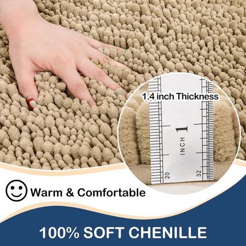 Miniatura 3 de Arotive Alfombras de baño de chenilla, 2 piezas, tamaño de alfombra de baño de 24 x 16 y 30 x 20 pulgadas, color beige, paquete de 2 artículos
