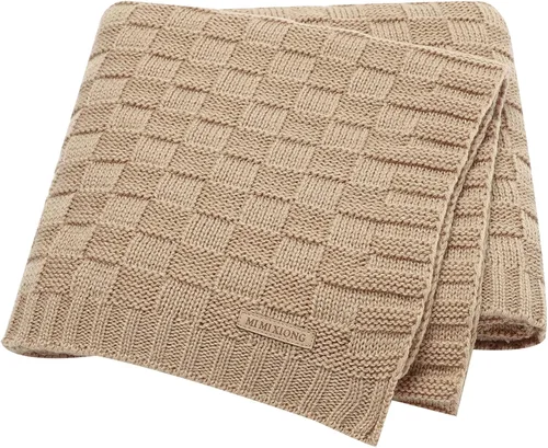 LAWKUL Mantas de bebé con cable de punto, manta suave y aireada para recién nacidos, bebé, para envolver, beige neutro, para cuna, cochecito, 40"x30"