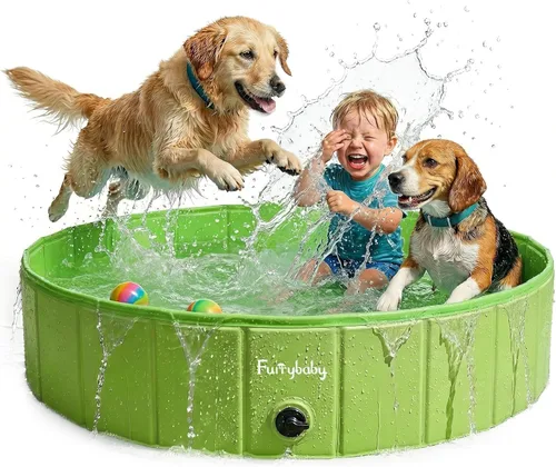 Miniatura 22 de Furrybaby Piscina para perros, piscina infantil plegable de plástico duro para perros grandes, portátil para mascotas, para nadar