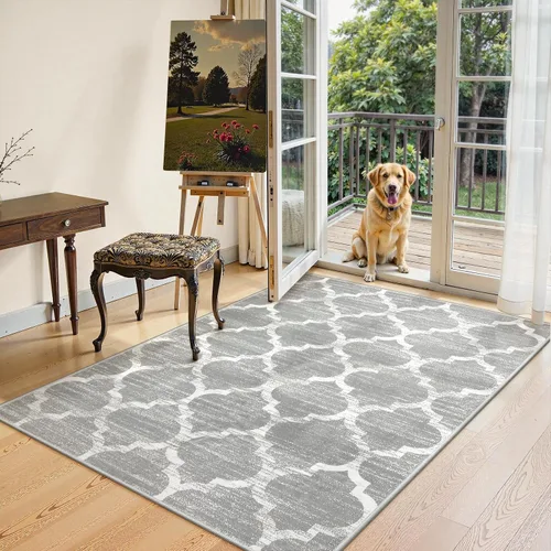 Miniatura 5 de Lahome Alfombra de Área Marroquí Lavable - Alfombras Antideslizantes 4x6 Suaves para Dormitorio Alfombras de Acento Envejecidas de Lana Sintética