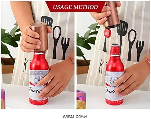 Miniatura 3 de Buyer Star Abrebotellas, abridor de botellas magnético con captador de tapa, picnic, camping, barbacoa, viajes (dorado)