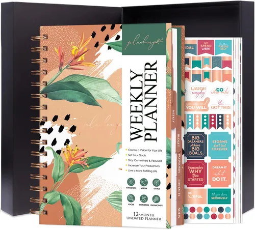 PLANBERRY Planificador semanal premium – Organizador de vida sin fecha y planificador de presupuesto – Gestión del tiempo, establecimiento de