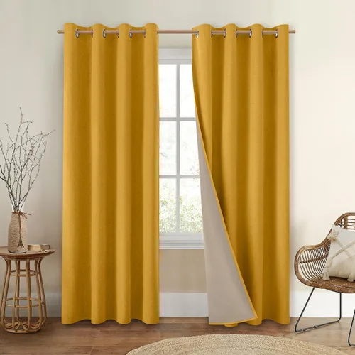 Miniatura 29 de Homeideas Cortinas Rosa Claro 100% Opacas de 84 Pulgadas de Largo, Gruesas Cortinas de Lino Sintético/Mezcla de Lino Texturizadas, Lindas Cortinas