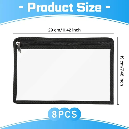 Miniatura 2 de 8 bolsas transparentes con cremallera, lápiz de PVC impermeable, bolígrafo, bolsa de archivos, almacenamiento de maquillaje, sobres, almacenamiento