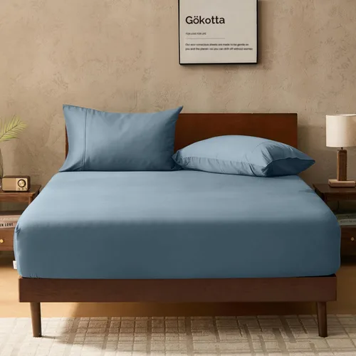 Miniatura 22 de GOKOTTA Sábana bajera ajustable solo tamaño King, 100% rayón derivado de bambú, ultra suave, refrescante y transpirable, con 4 correas elásticas