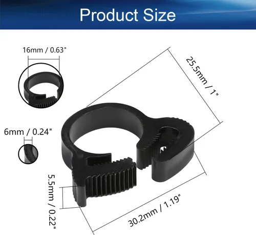 Miniatura 2 de Abrazaderas de manguera de agarre de 0.484-0.559 in de nailon ajustable de plástico resistente rápido doble agarre para fontanería, aplicaciones
