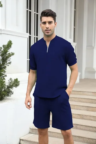 Miniatura 3 de FZNHQL Conjunto deportivo de moda para hombre, 2 piezas, casual, atlético, para correr, manga corta/larga, conjunto para hombre