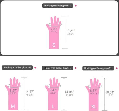 Miniatura 2 de Myungjin Guantes de goma antideslizantes reutilizables e impermeables para el hogar con gancho para colgar y secar (1 par/pequeño)