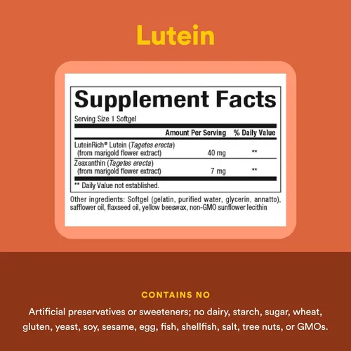 Miniatura 4 de Natural Factors, Luteína 40 mg, soporte antioxidante para ojos y piel sanos con zeaxantina, 60 cápsulas blandas