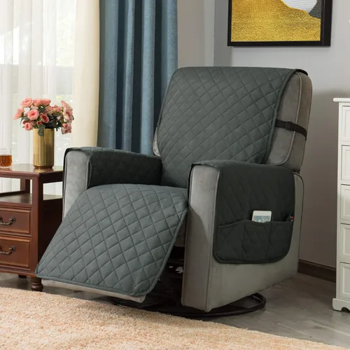 Miniatura 2 de Ouka - Funda reclinable para perros, de ancho de asiento de 63,5 cm, protector de sofá de tela reversible con correas elásticas, funda de sillón Gris