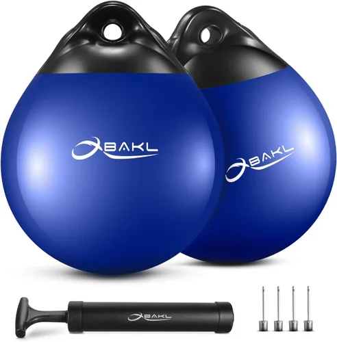 Pair of Vinyl Boat Buoy Balls, 11.4 x 13.8 Inches Round Boat fenders Ball for Boat Mooring Buoys, Anchor Float Buoy and Mooring Fender Azul