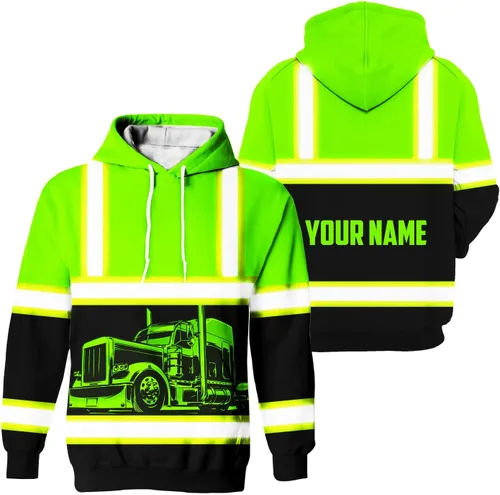 Miniatura 10 de Sudadera con capucha de alta visibilidad para hombres - Colección de trabajos con nombre personalizado Clase 3 Ropa de trabajo reflectante