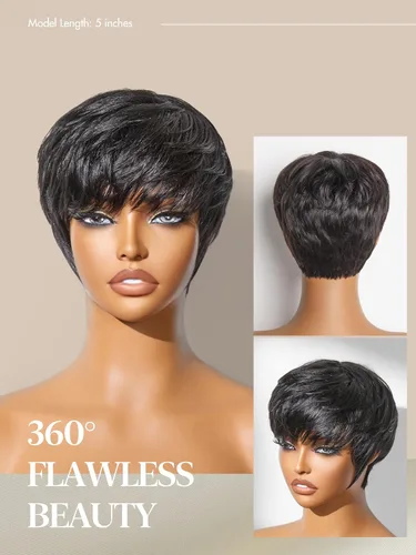 Miniatura 9 de Luvme Hair Ultra Confortable, de Colocación Rápida y Fácil, Corte Pixie Corto con Flequillo de 12.7 cm, con Tapa de Algodón Amistosa con la Piel