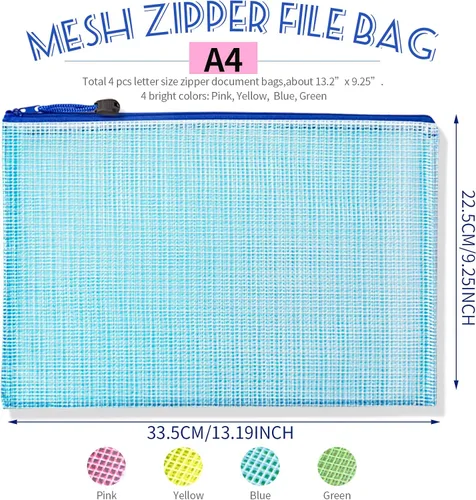 Miniatura 2 de LEOBRO Bolsas de malla con cremallera, bolsa con cremallera de 13.2 x 9.2 pulgadas, 4 bolsas de malla con cremallera, bolsas de almacenamiento