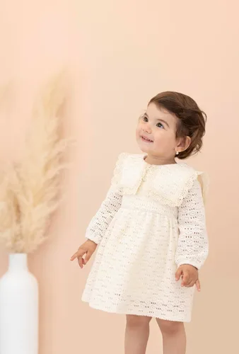 Miniatura 3 de Lilax Vestido de encaje de manga larga para bebé niña Vestido de novia vintage