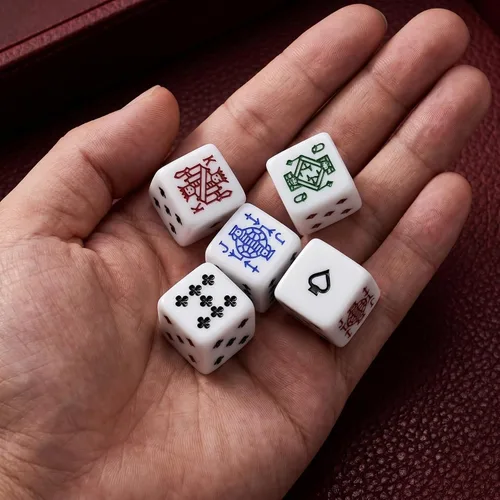 Miniatura 2 de Juego de dados de póquer acrílico blanco, 0.630 in, dados duraderos de 6 caras para juegos de cartas, mentirosos, fiestas, entretenimiento