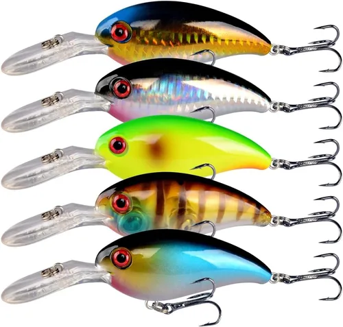 Miniatura 5 de LINGYUE Kit de señuelos de pesca de lubina, cebos duros de agua superior, cebos de pececillos, señuelo VIB, cebo de natación para lucioperca de agua