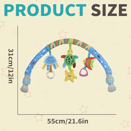 Miniatura 7 de Caterbee Barra de juguete para bebé con clip para cuna y cochecito de bebé, juguete de arco de viaje, moisés para niños pequeños (estrella)