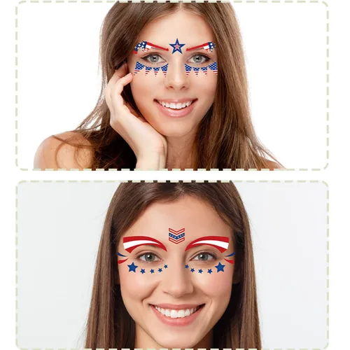 Miniatura 4 de Decoraciones del 4 de julio, tatuajes de ojos para la cara, bandera de Estados Unidos, estrella, tatuajes temporales, Día de la Independencia