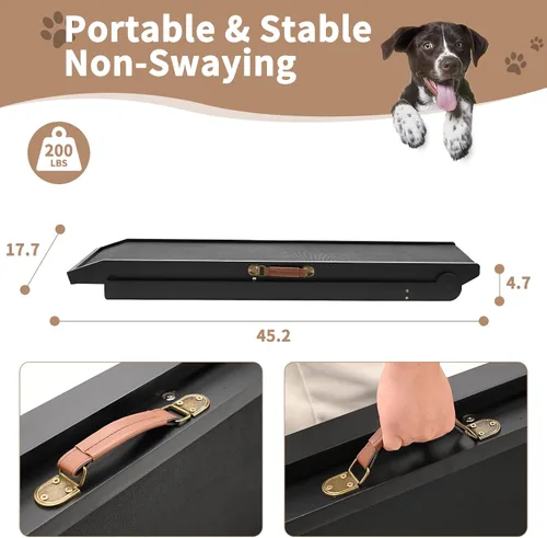 Miniatura 7 de SLSY Rampa para perros para cama, sofá y SUV, rampa plegable ajustable mejorada para mascotas con alfombrilla de goma antideslizante, 45.2 pulgadas