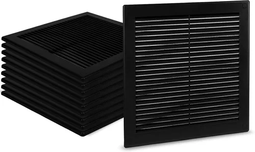 Miniatura 36 de Paquete de 2 cubiertas cuadradas de ventilación de aire de 4" x 4" (tamaño exterior) - Deflector de ventilación de plástico negro - Malla