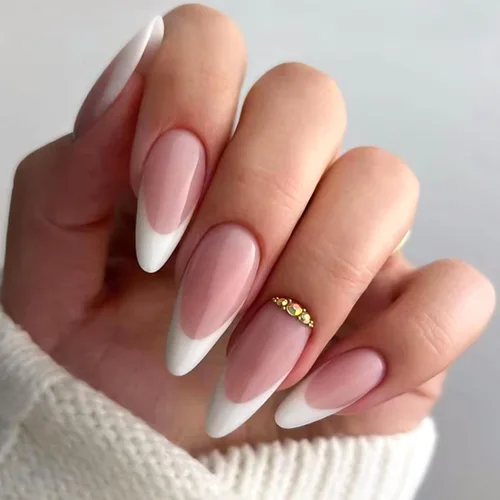 Miniatura 12 de Uñas postizas a presión marrón café, uñas postizas medianas de almendra, color sólido, cobertura completa, uñas postizas artificiales brillantes