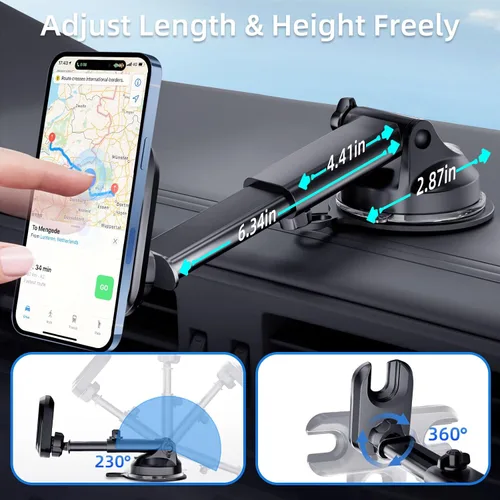 Miniatura 6 de pop-tech Soporte de teléfono de automóvil para Pop Socket: soporte de teléfono celular con ventosa para ventana de parabrisas de salpicadero