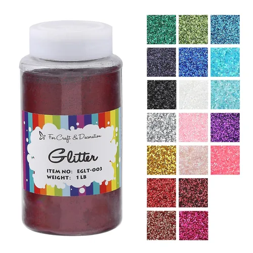 Miniatura 20 de Brillantina gruesa, 18 frascos de colores surtidos para manualidades, cuerpo, maquillaje y purpurina para uñas.