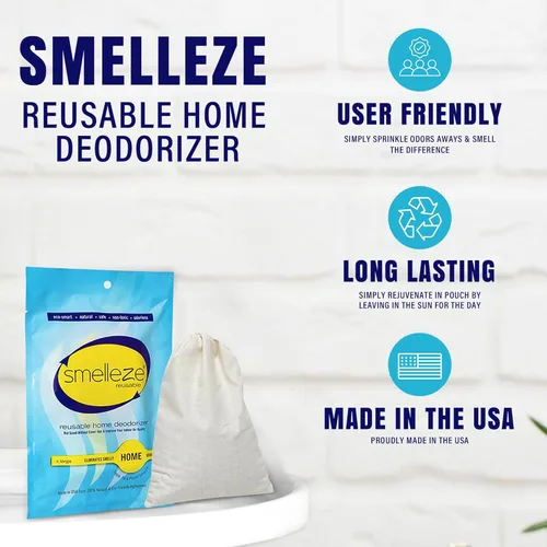 Miniatura 6 de SMELLEZE Bolsa desodorante reutilizable para eliminar olores en el hogar, eliminador de olores natural para el hogar, elimina el olor apestoso sin