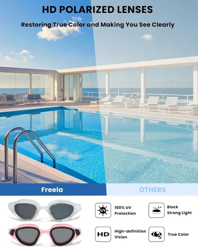 Miniatura 3 de Freela Polarized Unisex Adult Swim Swimming Goggles, UV400 Protection Anti Fog 180° Wide Clear View for Men Women Youth
