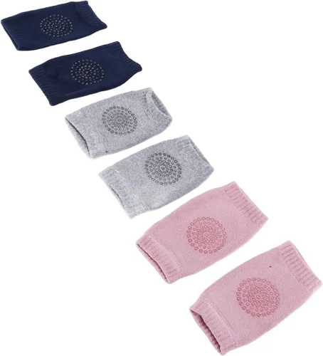 Miniatura 5 de 3 pares de protectores de rodilla para bebé que gatea la rodilla antideslizante algodón unisex bebé rodilla cómoda y transpirable para bebés