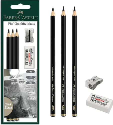 Miniatura 13 de Faber-Castell Pitt - Juego de lápices mate de grafito, lata de metal de 6 lápices de grafito, juego de lápices de dibujo y dibujo
