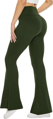 Miniatura 22 de TNNZEET Leggings acampanados negros para mujer, pantalones de yoga cruzados con bolsillos, corte de bota, leggings acampanados