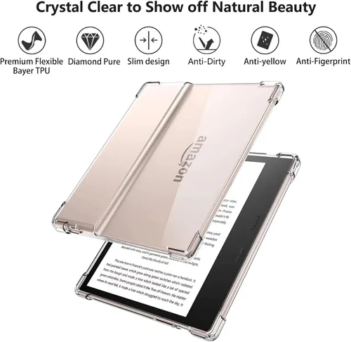 Miniatura 3 de Aircawin Funda transparente para Kindle Oasis de 7 pulgadas con protector de pantalla de vidrio templado, funda transparente para Kindle Oasis